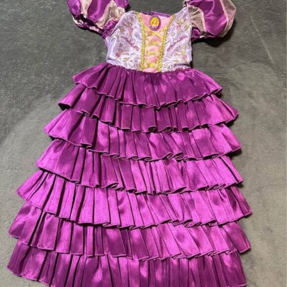 Disney Tangled Rapunzel Girls Tiered Ruffle Halloween Costume Dress (Quality) - Picture 1 of 4